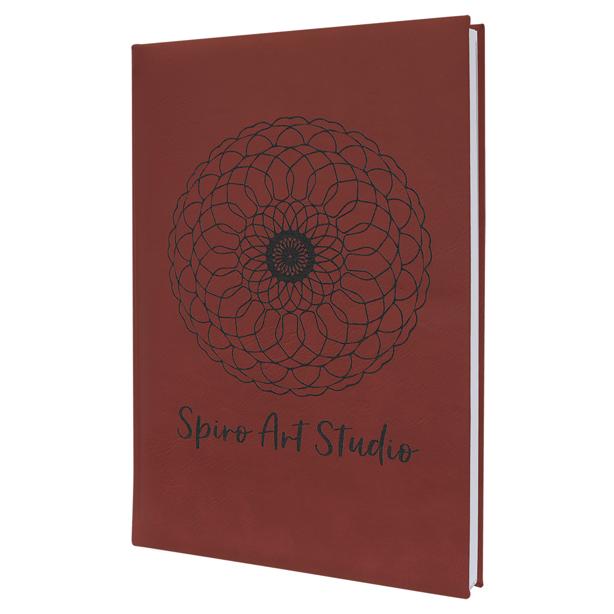 Rose 7" x 9 3/4" Laserable Leatherette Sketch Book with Unlined Notepad
