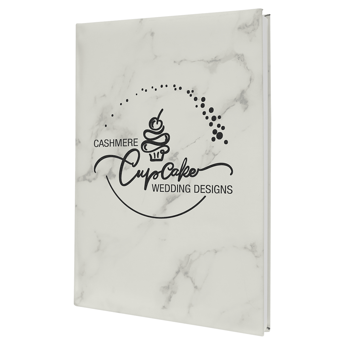 White Marble 7" x 9 3/4" Laserable Leatherette Sketch Book with Unlined Notepad