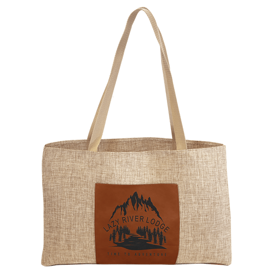 Rawhide 19" x 12" Burlap Bag with 5" Laserable Leatherette Gusset