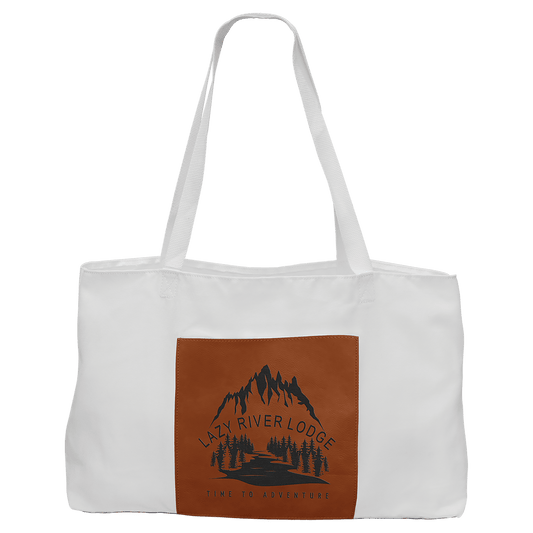 White Bag with 5" Rawhide 19" x 12" Laserable Leatherette Gusset