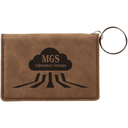 Dark Brown 4 1/4" x 3" Laserable Leatherette Keychain ID Holder