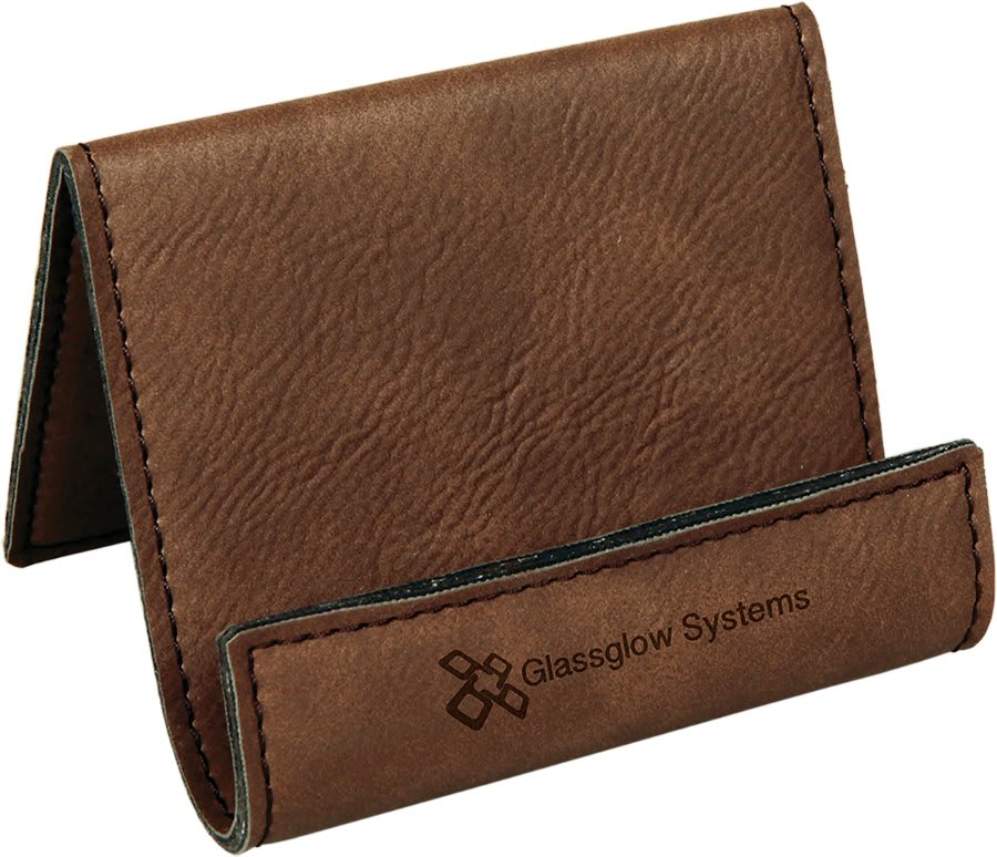 Dark Brown 3 1/2" x 2 1/2" Laserable Leatherette Holder Easel