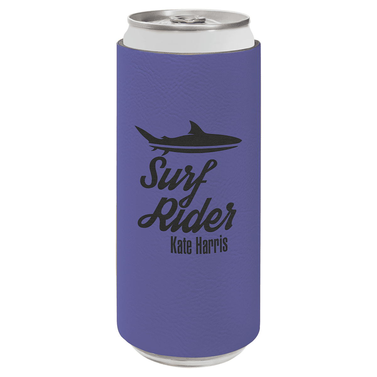 Purple Laserable Leatherette Slim Beverage Holder