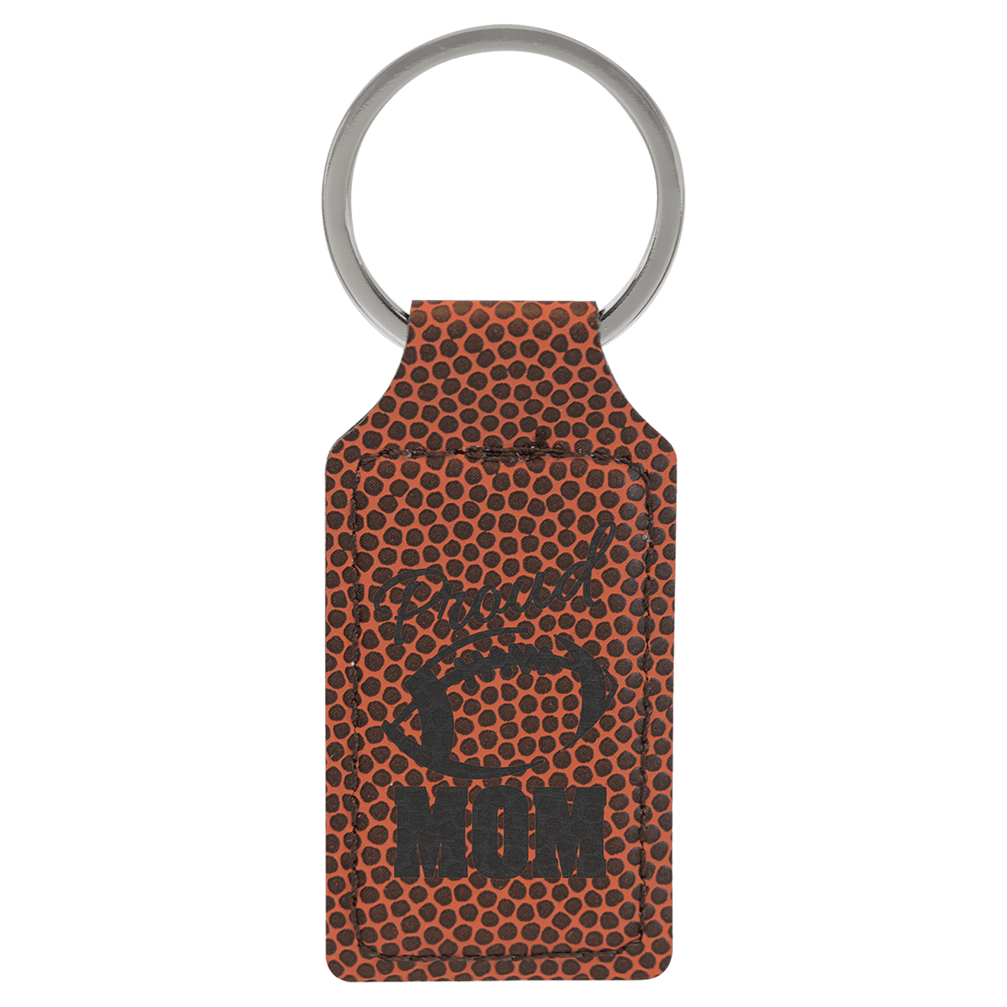 Football 2 3/4" x 1 1/4" Laserable Leatherette Rectangle Keychain