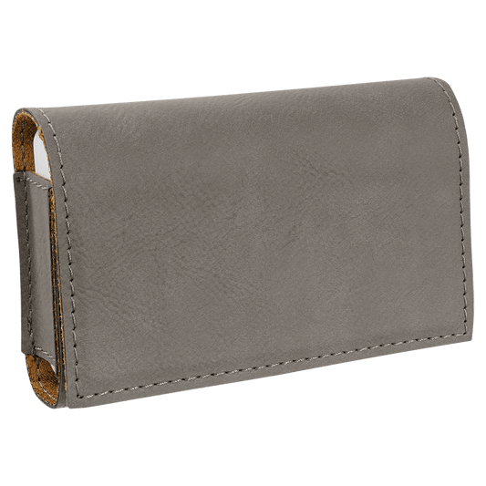 Gray 4 3/4" x 3 1/8" Laserable Leatherette Pill Box