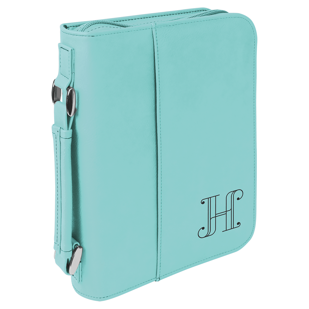 Teal 6 3/4" x 9 1/4" Leatherette Book/Bible Cover with Handle & Zipper