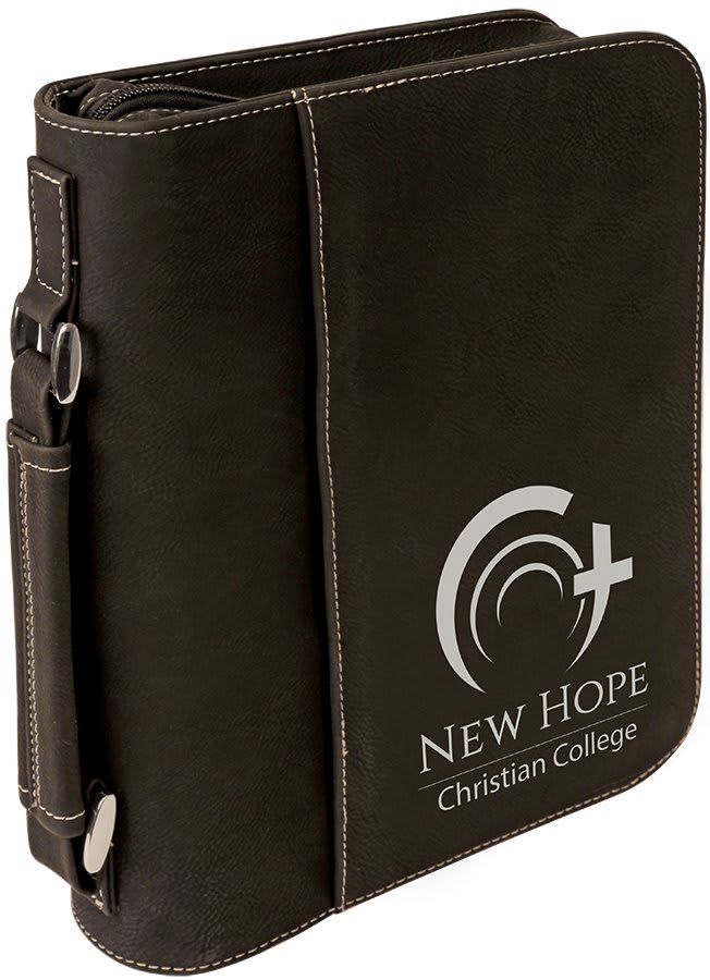 Black/Silver 7 1/2" x 10 3/4" Leatherette Book/Bible Cover with Handle & Zipper