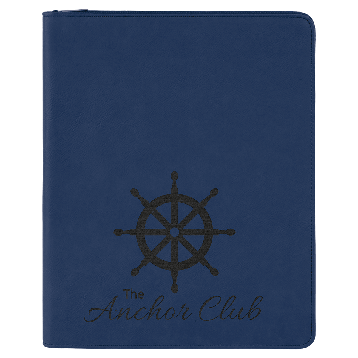 Blue/Black 9 1/2" x 12" with Zipper Laserable Leatherette Portfolio with Notepad