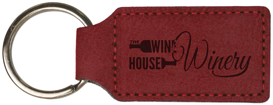 Rose 2 3/4" x 1 1/4" Laserable Leatherette Rectangle Keychain