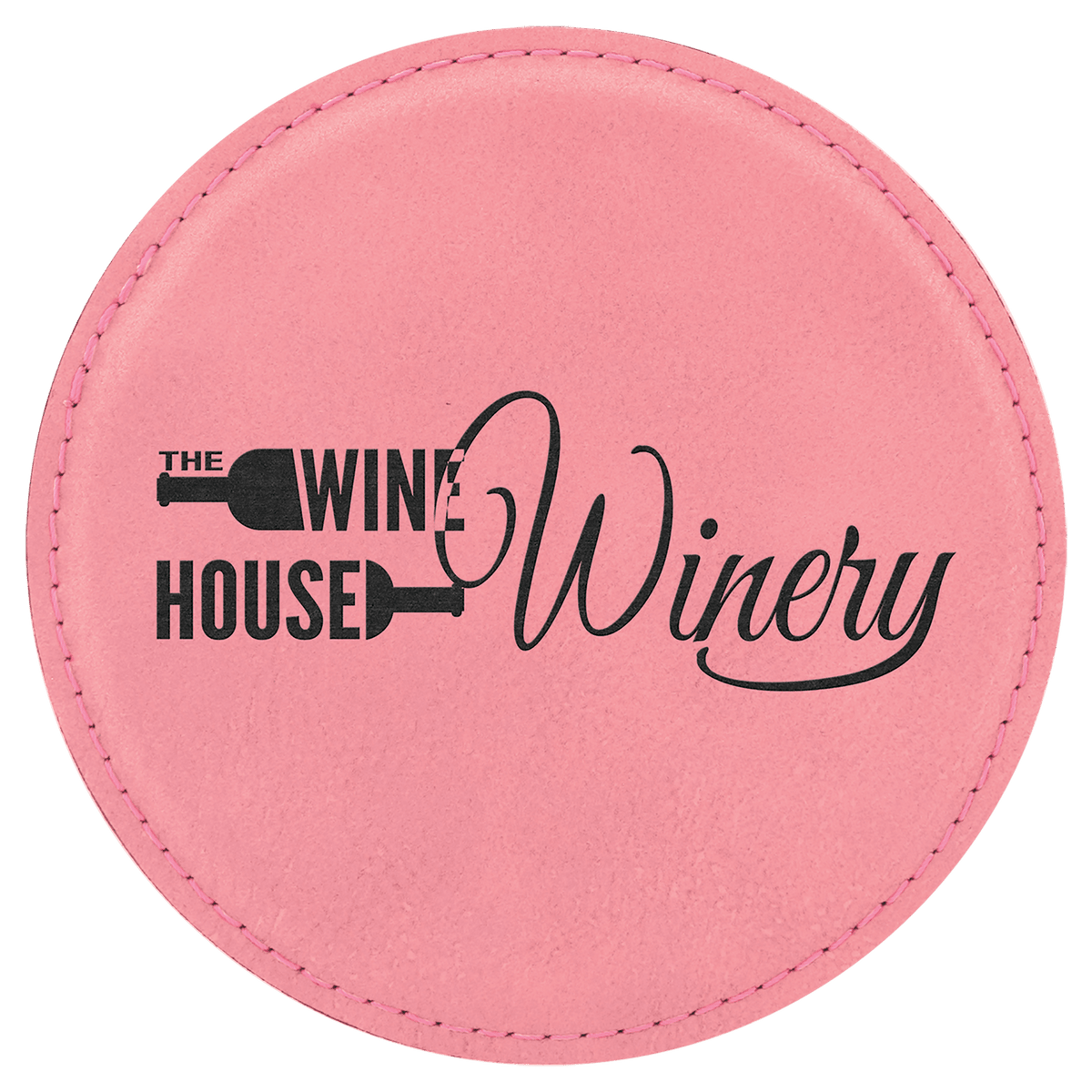 Pink 4" Round Laserable Leatherette Coaster