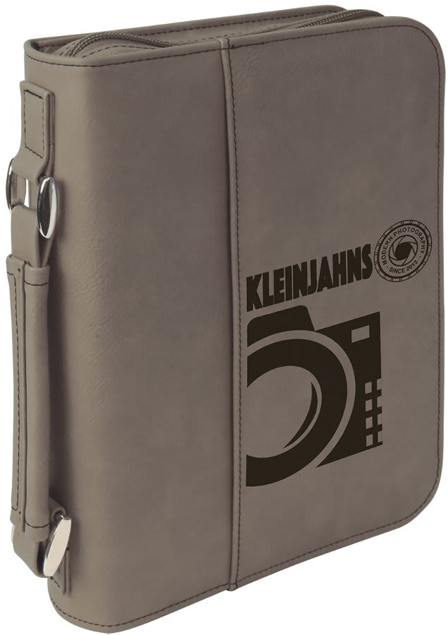 Gray 6 3/4" x 9 1/4" Leatherette Book/Bible Cover with Handle & Zipper