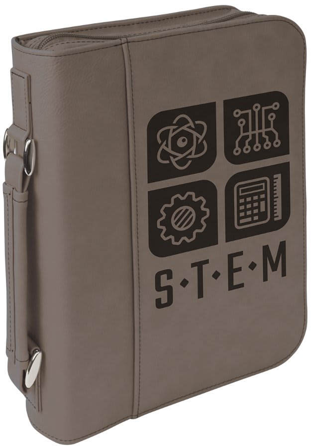Gray 7 1/2" x 10 3/4" Leatherette Book/Bible Cover with Handle & Zipper