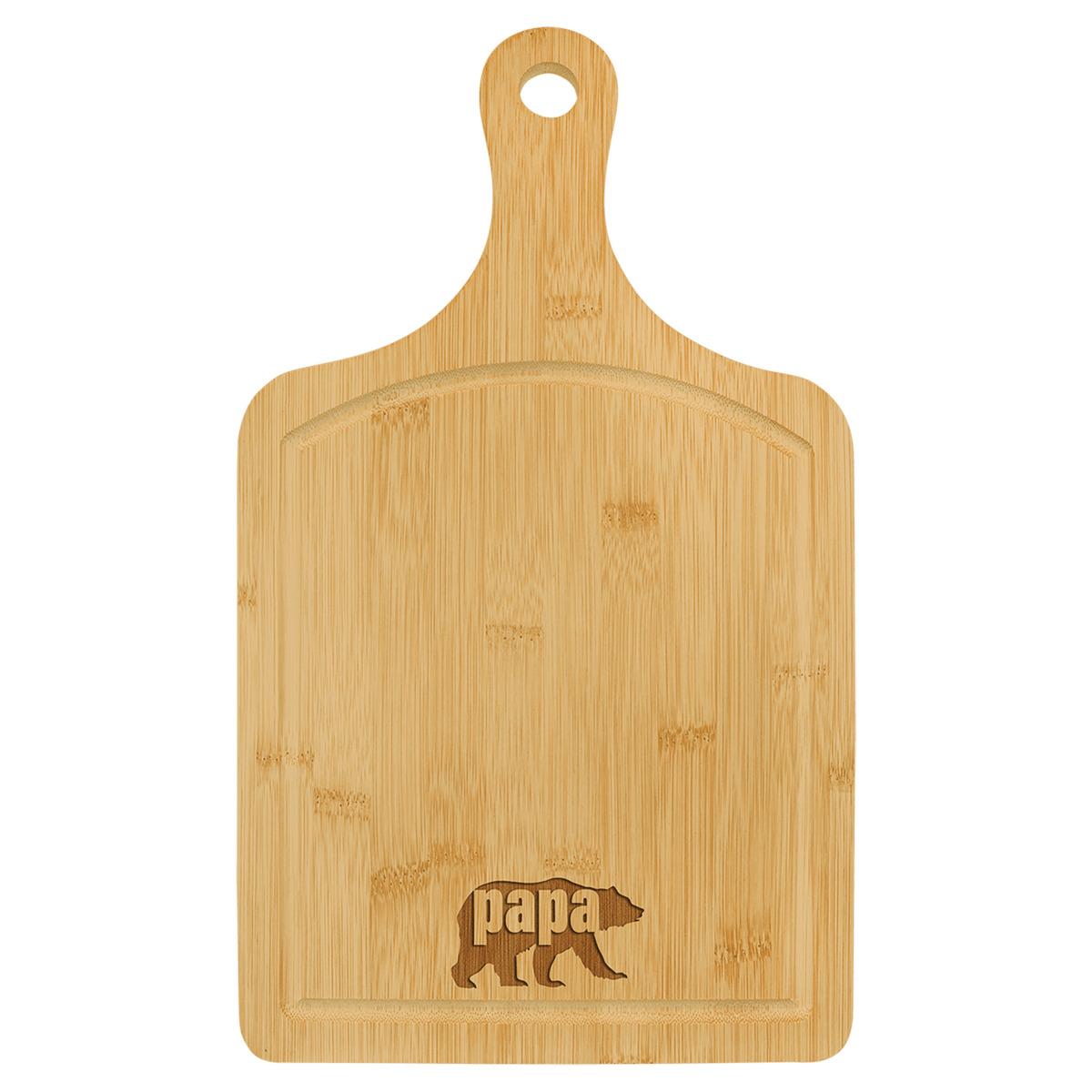 15 1/2" x 9" Bamboo Cutting Board Paddle Shape with Drip Ring