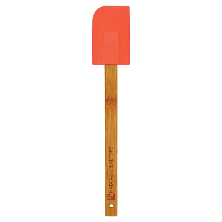 Red Silicone Spatula with Bamboo 11 3/4" Handle