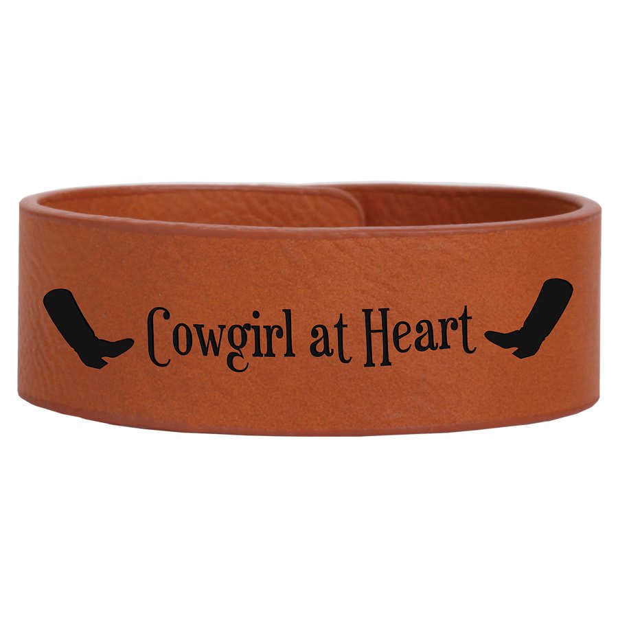 Rawhide 9 1/2" x 1" Laserable Leatherette Cuff Bracelet
