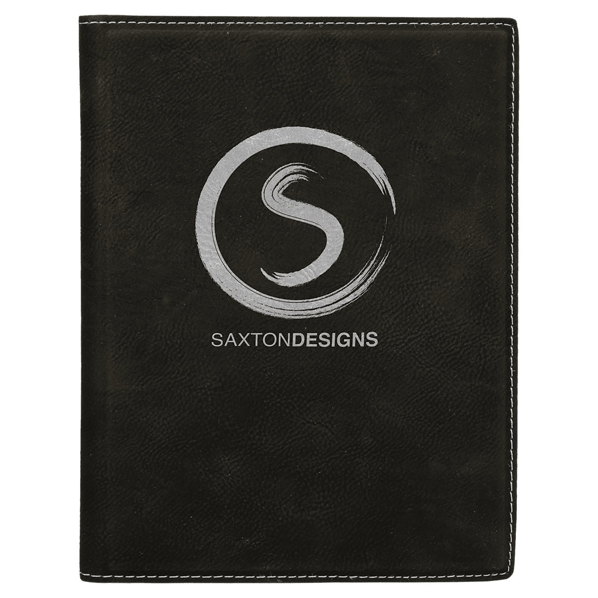 Black/Silver 7" x 9" Laserable Leatherette Small Portfolio with Notepad