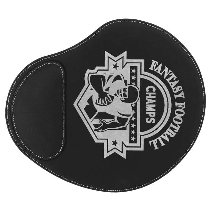 Black/Silver 9" x 10 1/4" Laserable Leatherette Mouse Pad