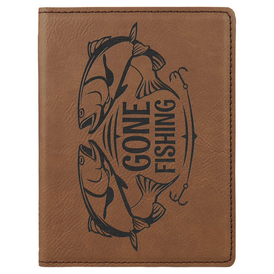 Dark Brown 4 1/4" x 5 1/2" Laserable Leatherette Passport Holder