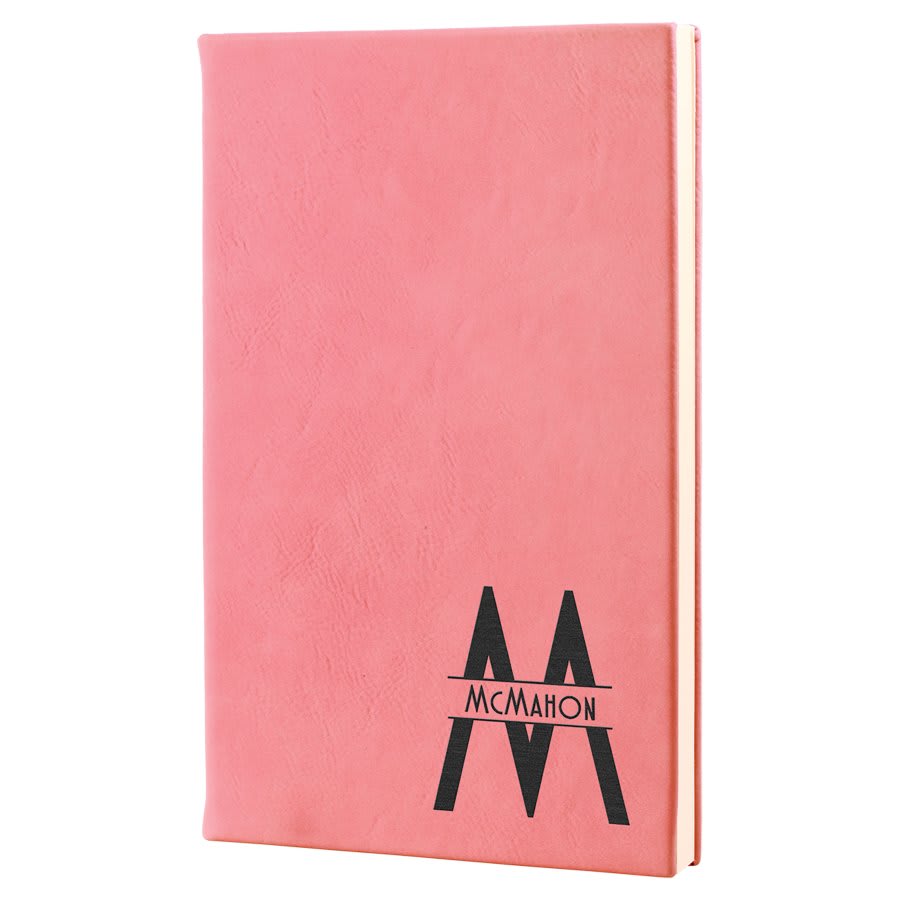 Pink 5 1/4" x 8 1/4" Laserable Leatherette Journal with Lined Notepad