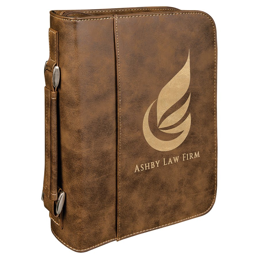 Rustic/Gold 7 1/2" x 10 3/4" Leatherette Book/Bible Cover with Handle & Zipper