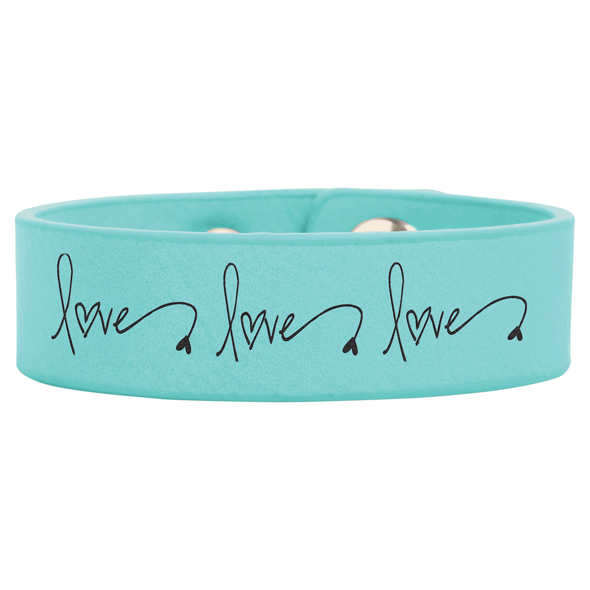 Teal 8 1/2" x 3/4" Laserable Leatherette Youth Cuff Bracelet