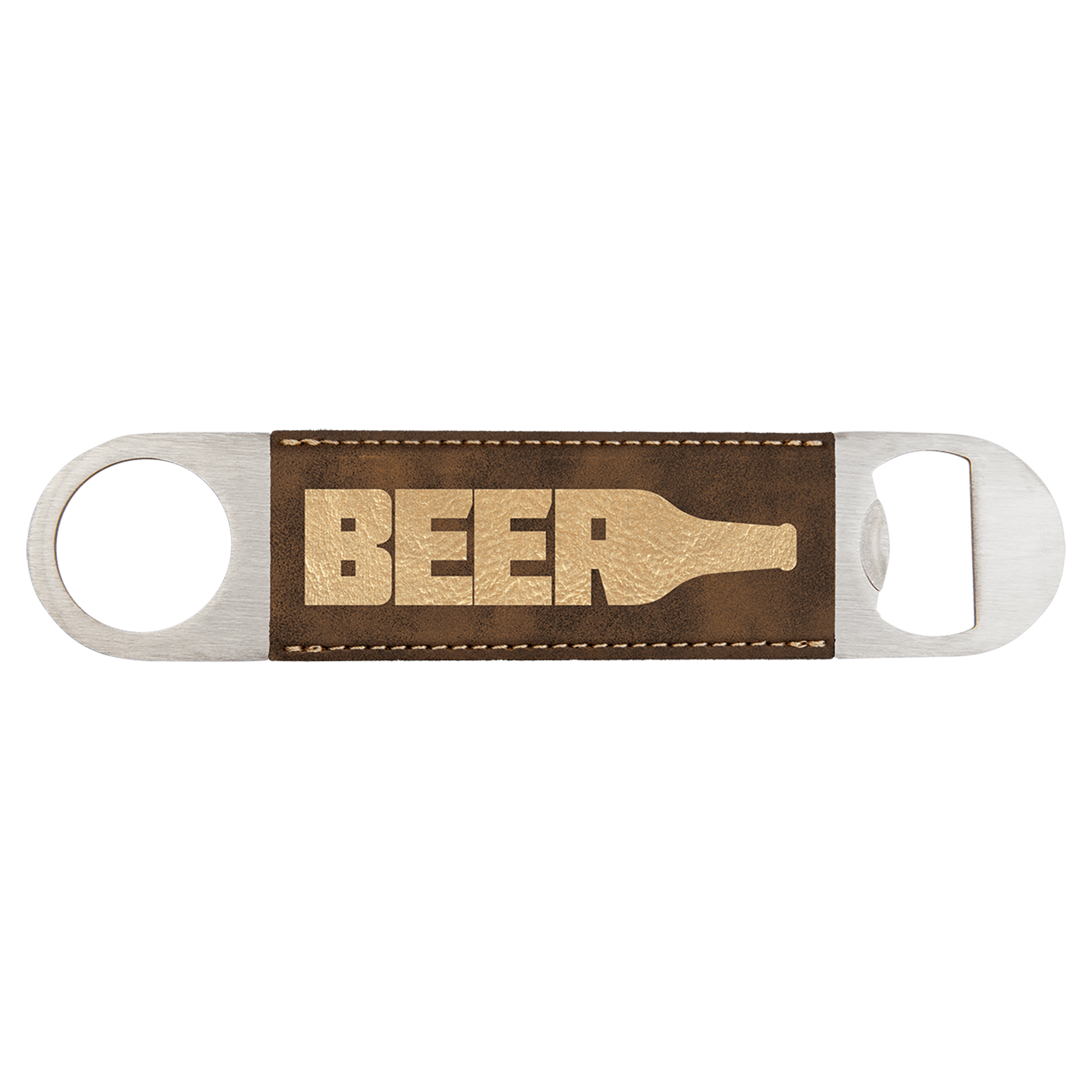 Rustic/Gold 1 1/2" x 7" Laserable Leatherette Bottle Opener
