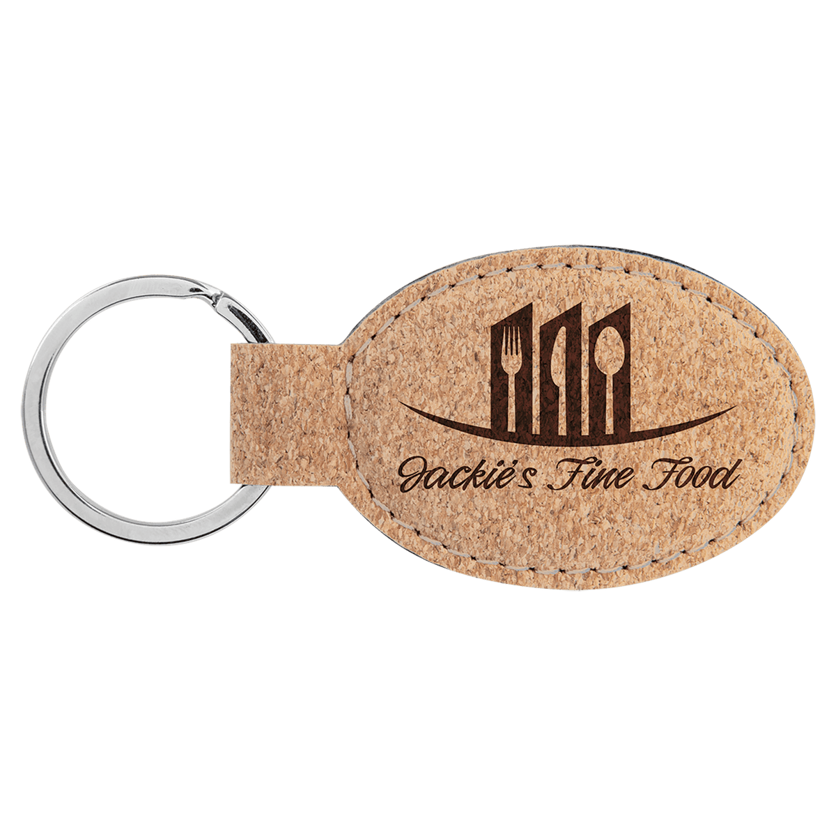 3" x 1 3/4" Cork Oval Keychain