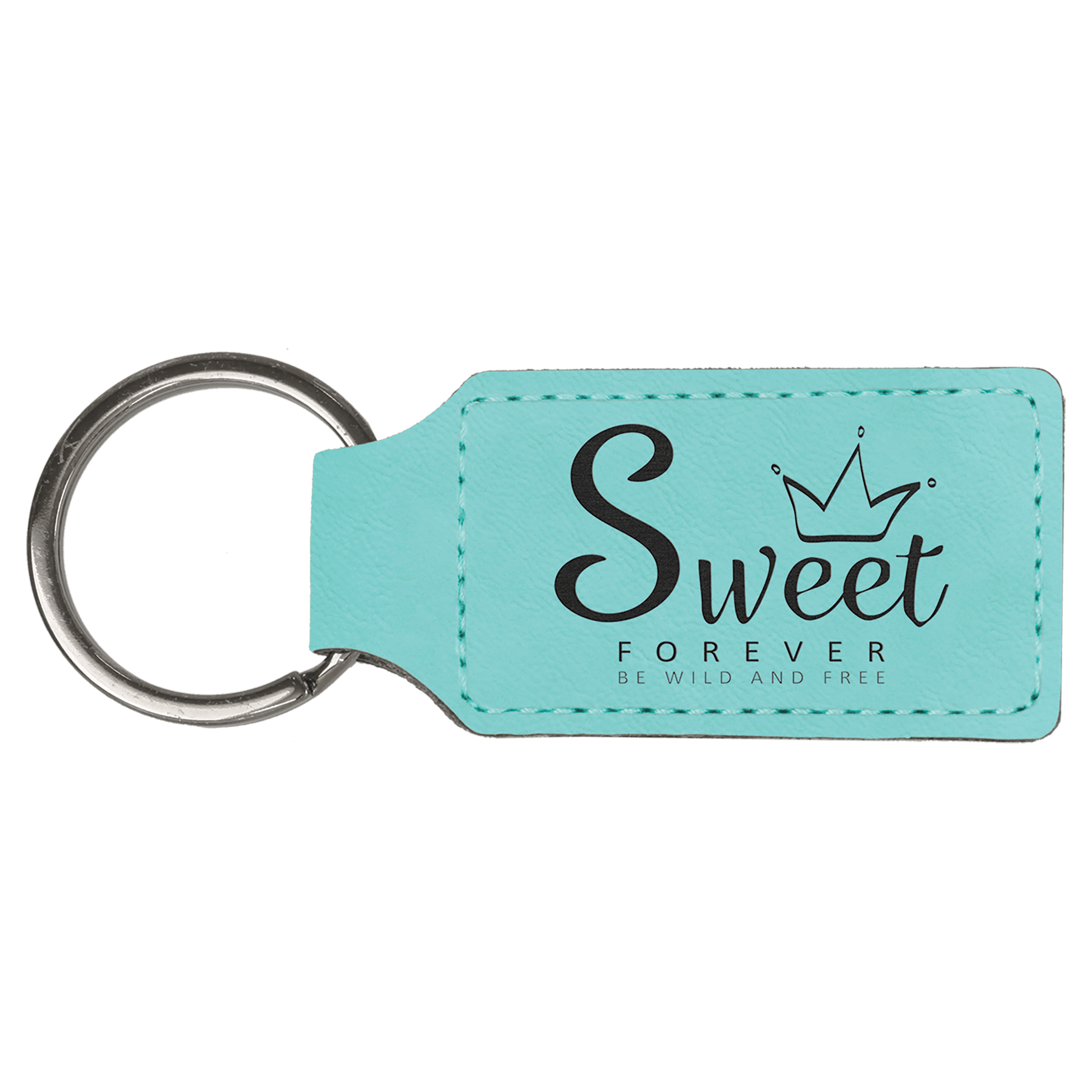 Teal 2 3/4" x 1 1/4" Laserable Leatherette Rectangle Keychain