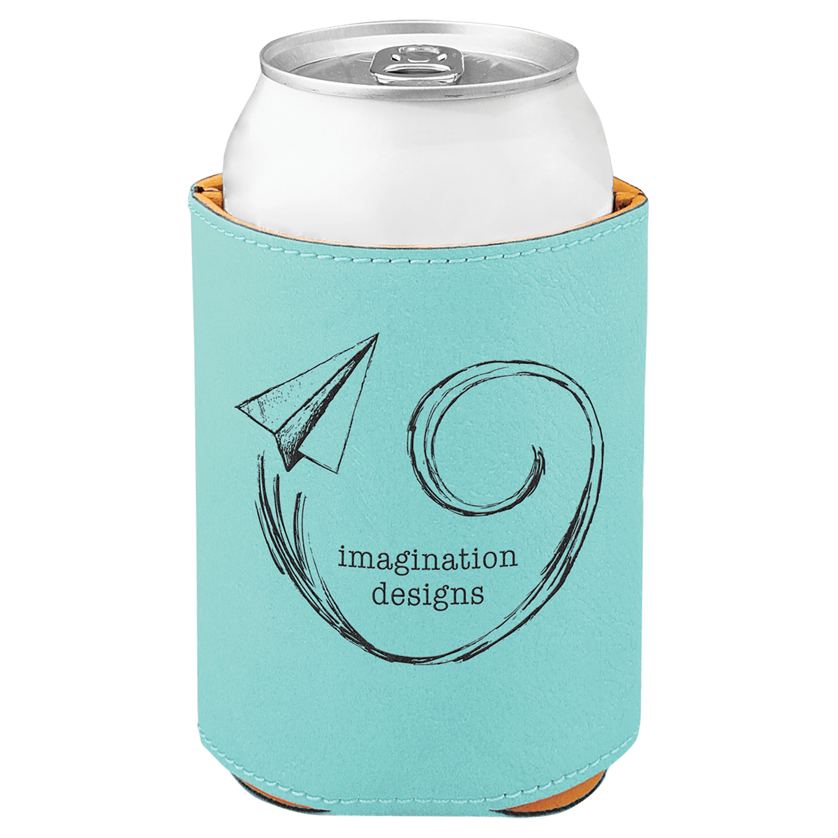 Teal 3 3/4" Laserable Leatherette Beverage Holder