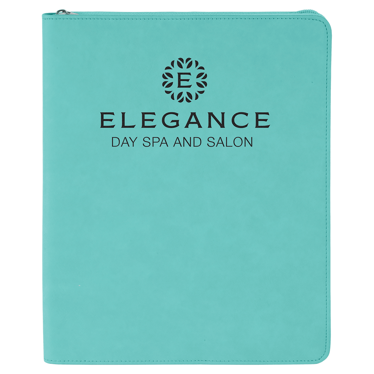 Teal 9 1/2" x 12" with Zipper Laserable Leatherette Portfolio with Notepad