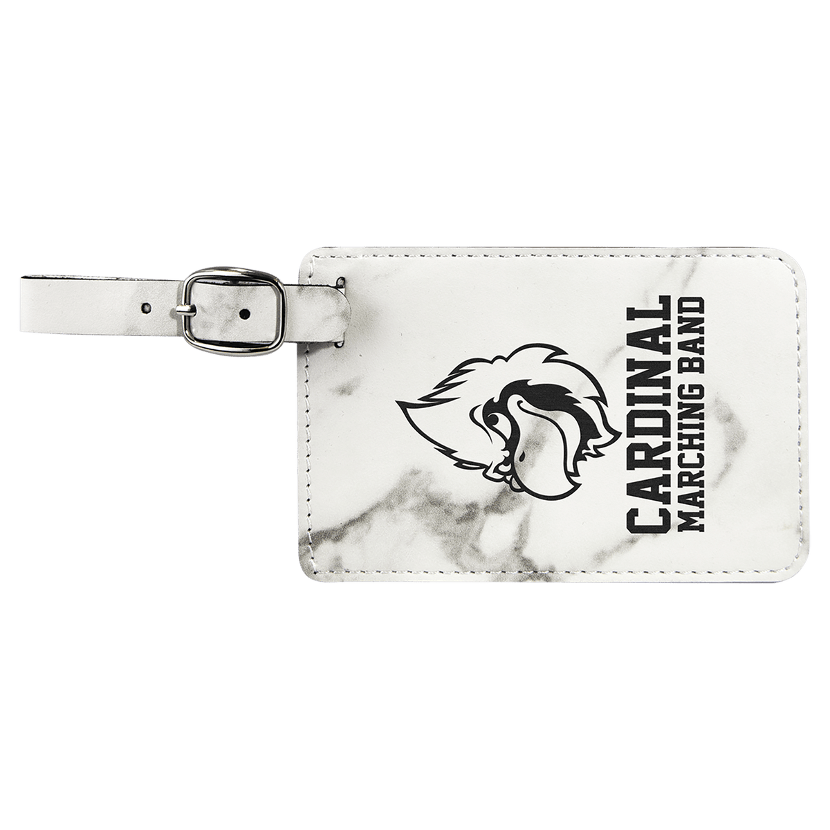 White Marble 4 1/4" x 2 3/4" Laserable Leatherette Luggage Tag
