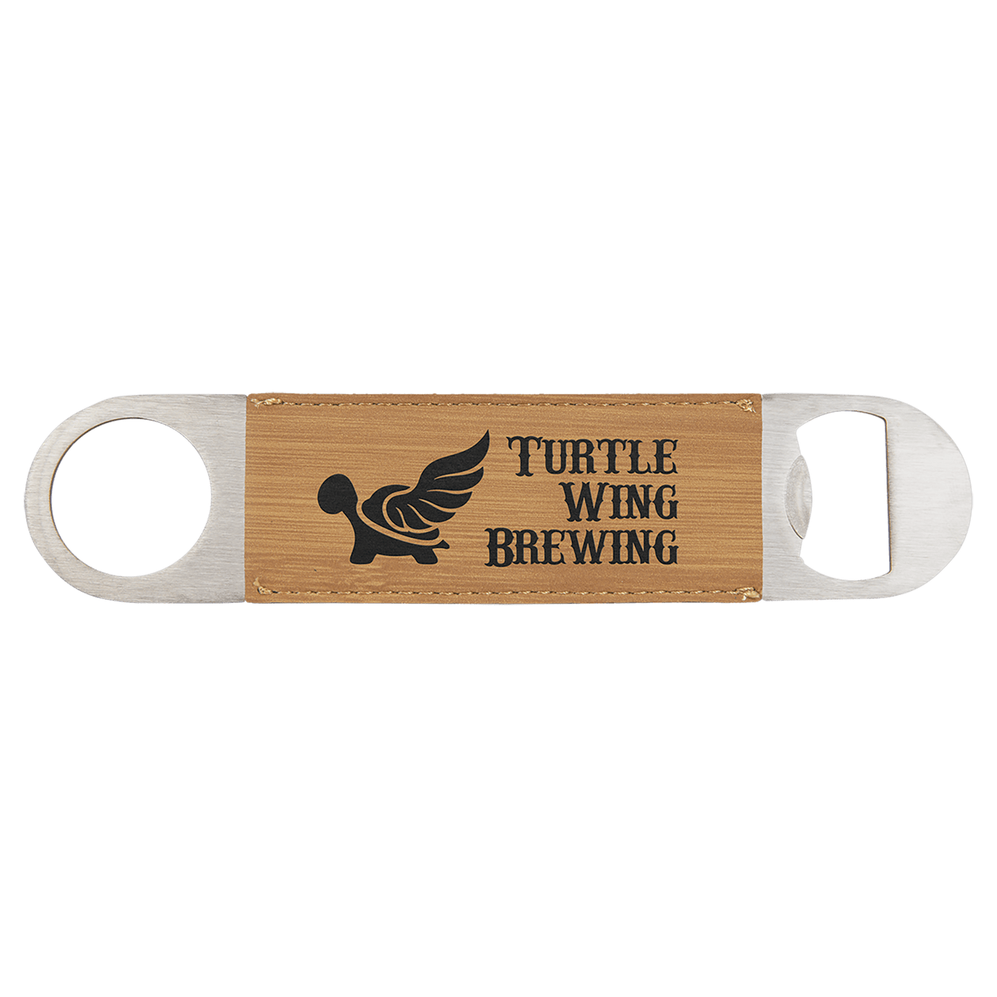 Bamboo 1 1/2" x 7" Laserable Leatherette Bottle Opener