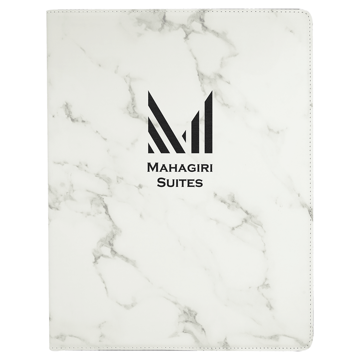 White Marble 9 1/2" x 12" Laserable Leatherette Portfolio with Notepad