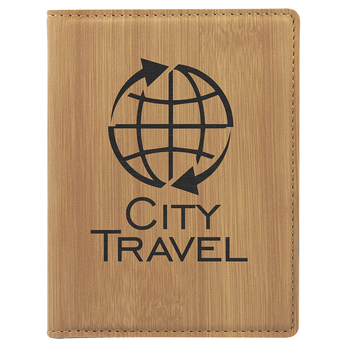 Bamboo 4 1/4" x 5 1/2" Laserable Leatherette Passport Holder