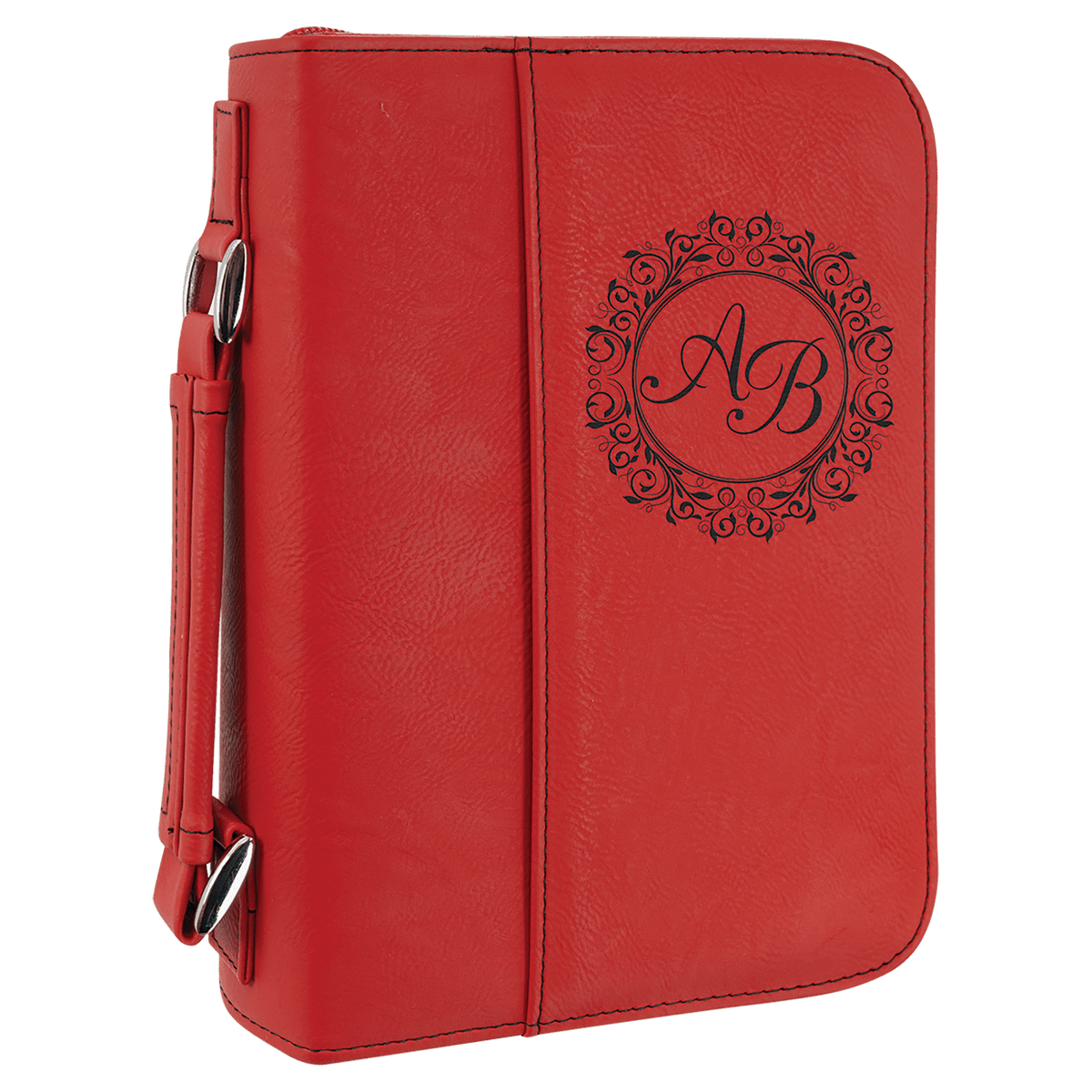 Red 6 3/4" x 9 1/4" Leatherette Book/Bible Cover with Handle & Zipper