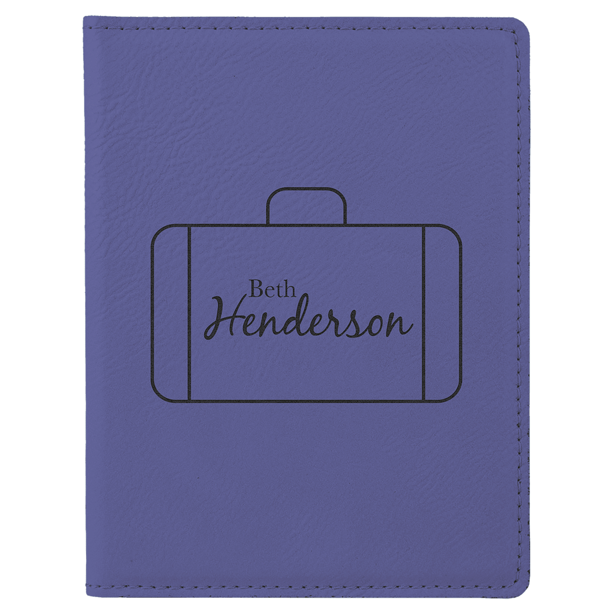 Purple 4 1/4" x 5 1/2" Laserable Leatherette Passport Holder