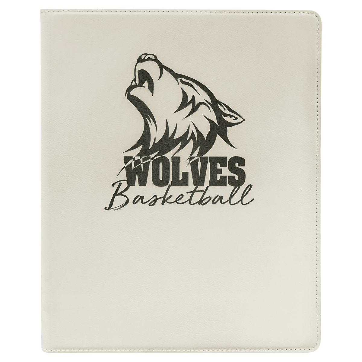 White/Black 9 1/2" x 12" Laserable Leatherette Portfolio with Notepad