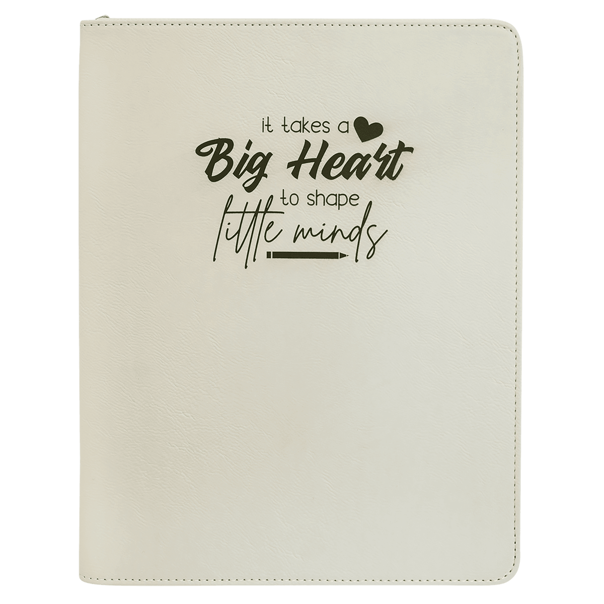 White 9 1/2" x 12" with Zipper Laserable Leatherette Portfolio with Notepad