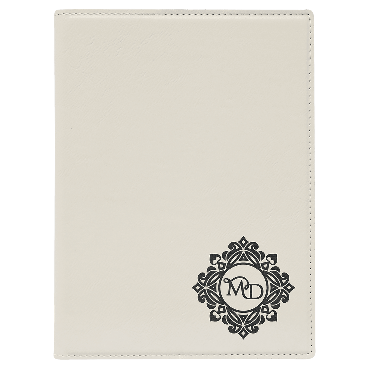 White 7" x 9" Laserable Leatherette Small Portfolio with Notepad