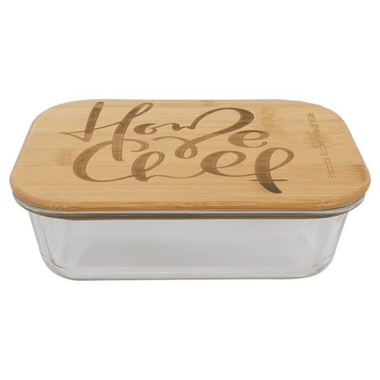 35 oz. Rectangle Glass Container with Bamboo Lid