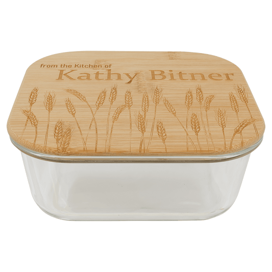 37 oz. Square Glass Container with Bamboo Lid