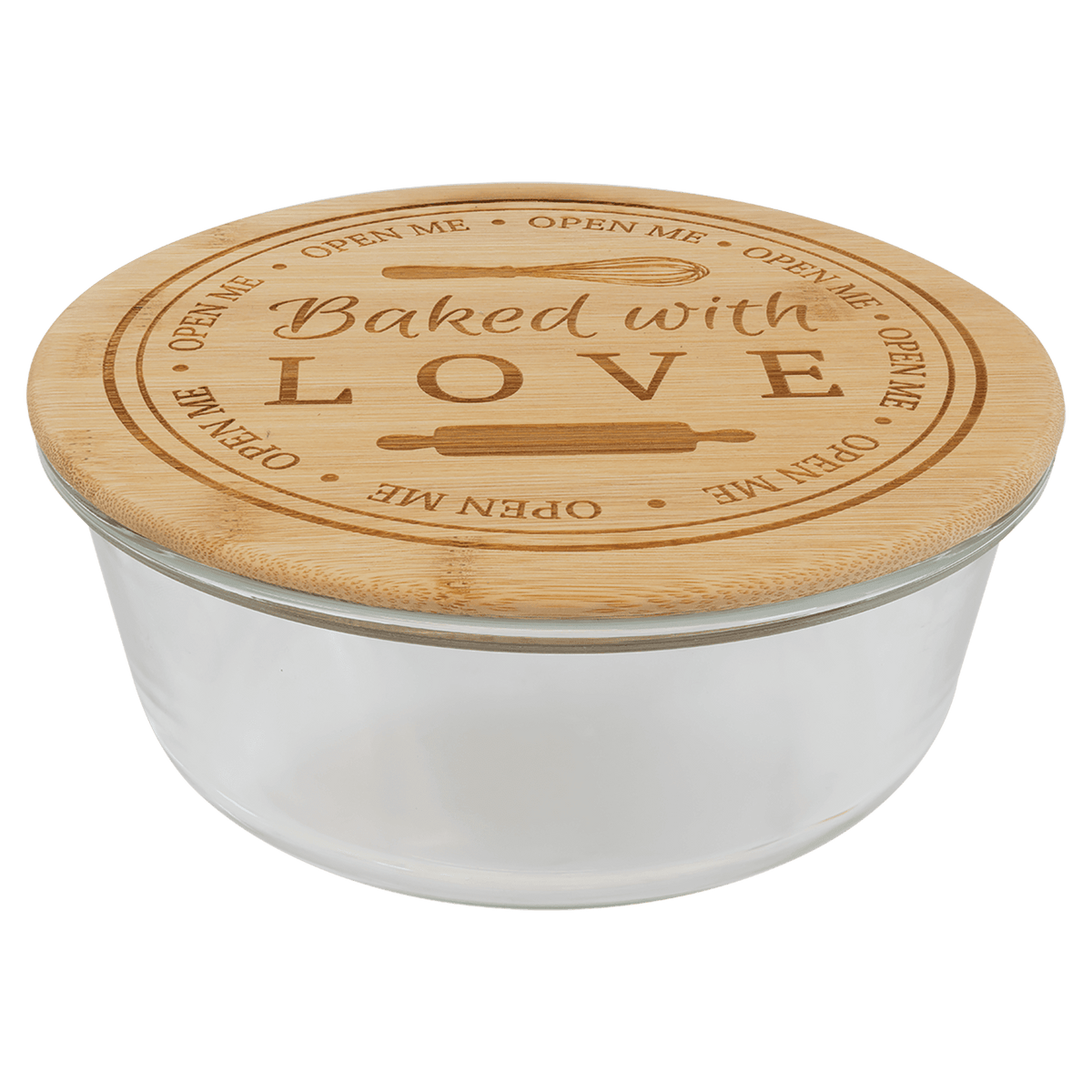 44 oz. Round Glass Container with Bamboo Lid