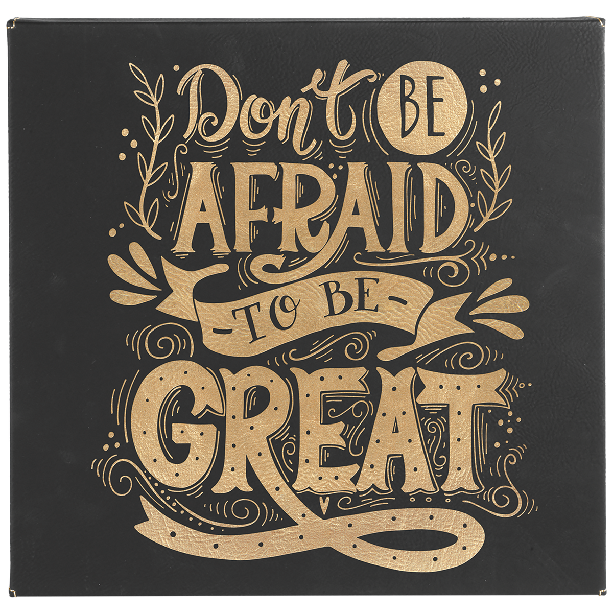 Black/Gold 10" x 10" Laserable Leatherette Wall Decor with Sawtooth Hanger