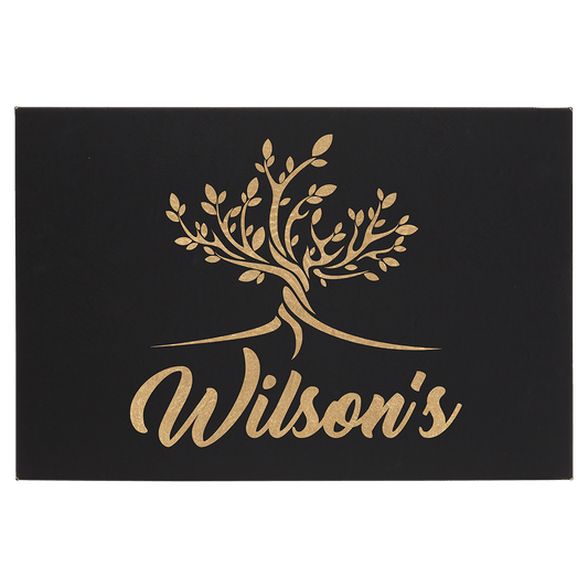 Black/Gold 12" x 18" Laserable Leatherette Wall Decor with Sawtooth Hanger