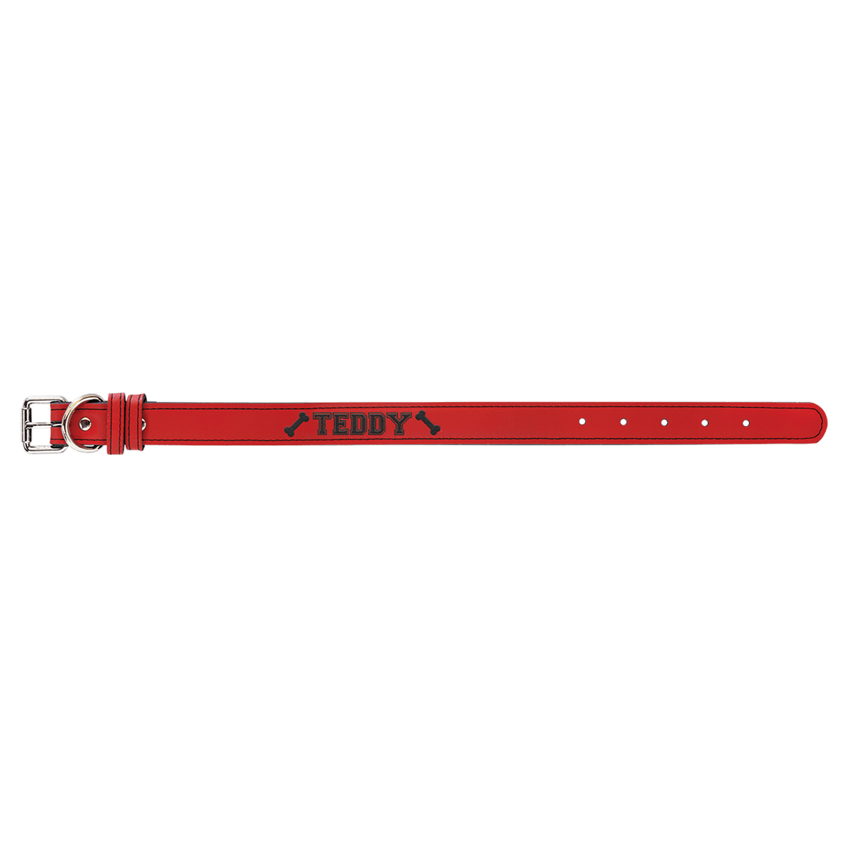 Red Small 15" x 3/4" Laserable Leatherette Dog Collar