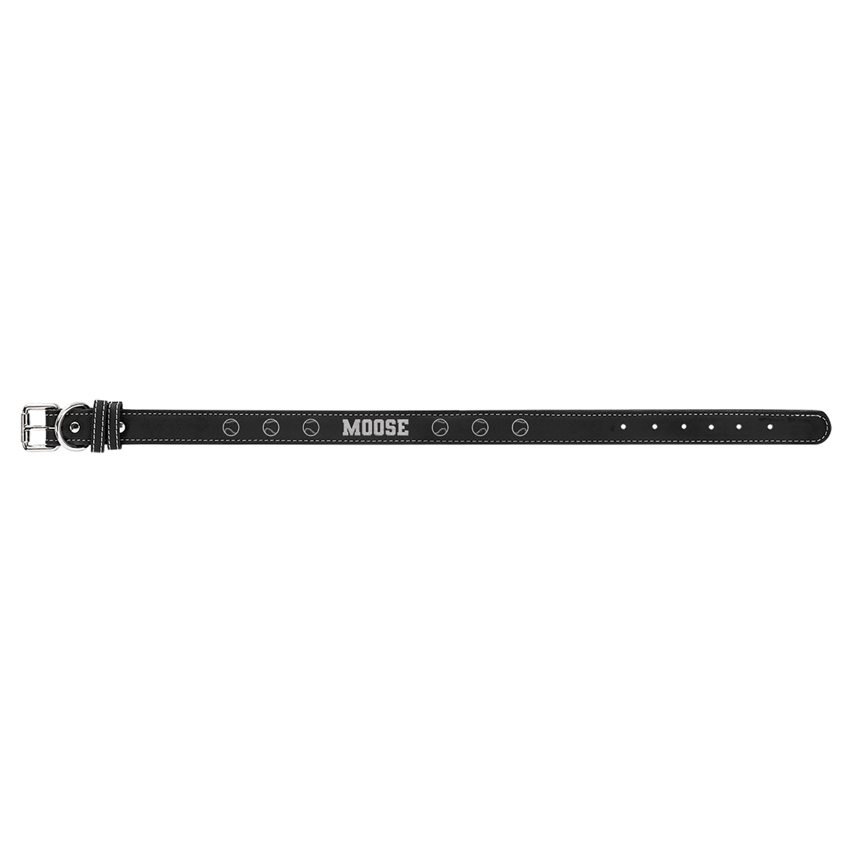 Black/Silver Extra Large 27" x 1 1/4" Laserable Leatherette Dog Collar