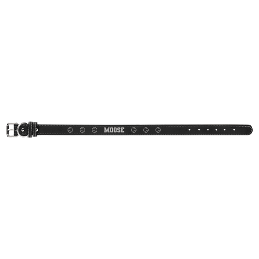 Black/Silver Extra Large 27" x 1 1/4" Laserable Leatherette Dog Collar