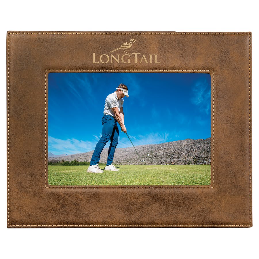 Rustic/Gold 5" x 7" Laserable Leatherette Photo Frame