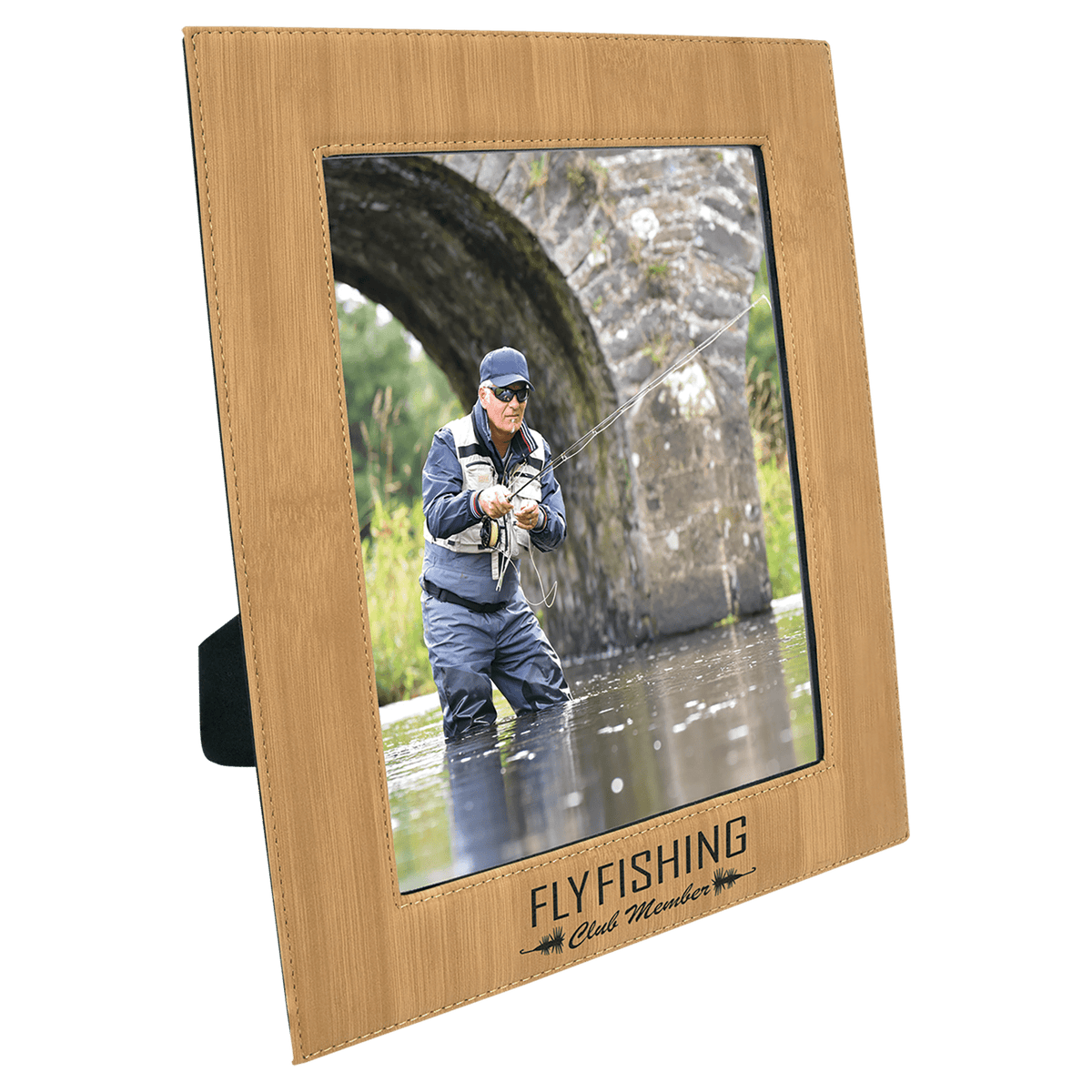 Bamboo 8" x 10" Laserable Leatherette Photo Frame