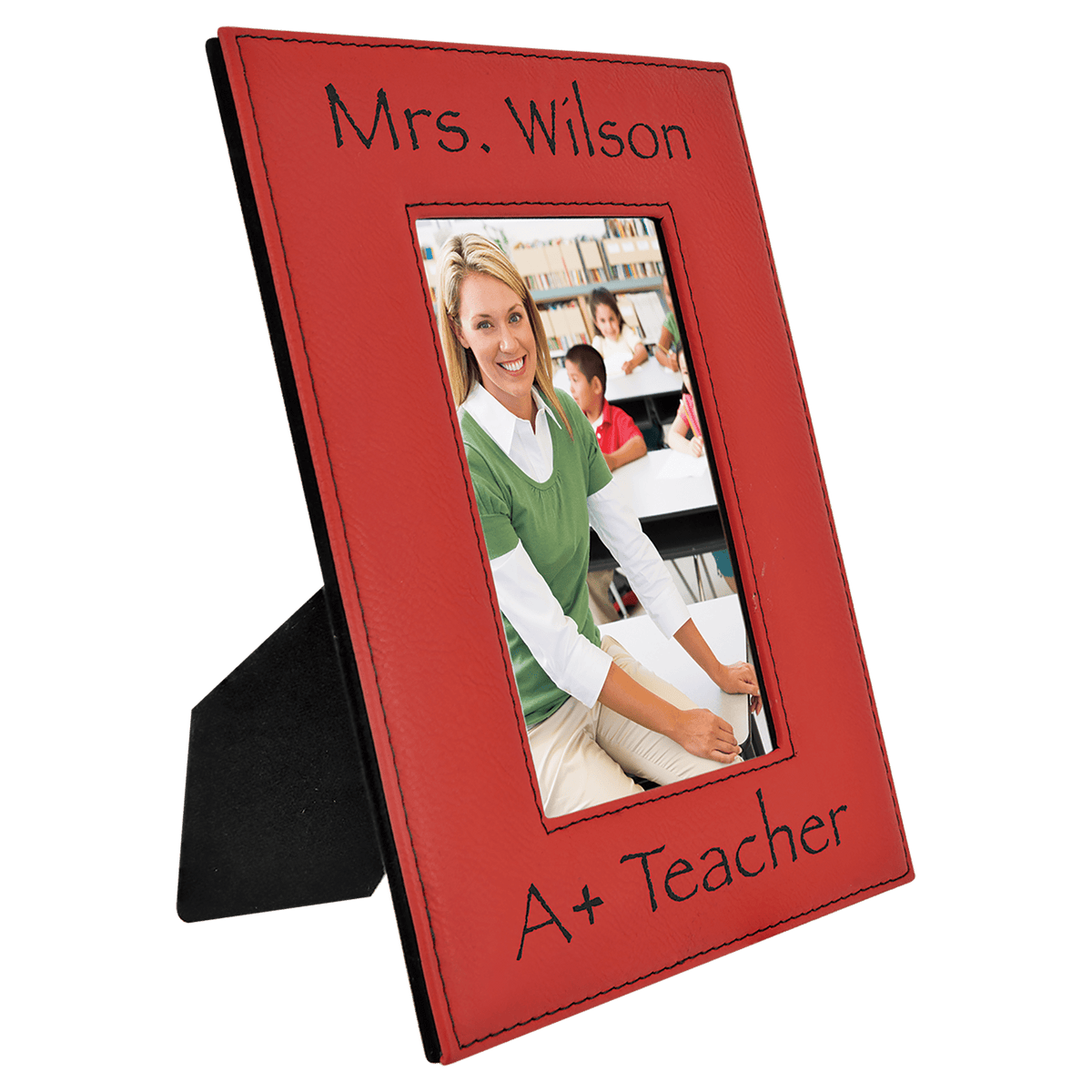 Red 4" x 6" Laserable Leatherette Photo Frame